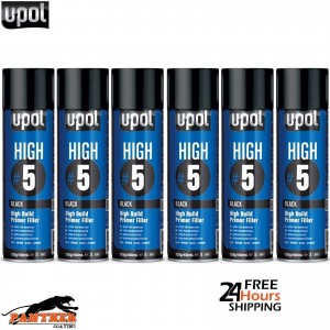 6x UPOL HIGH BUILD HIGH #5 PRIMER 450ML AEROSOL U-POL - BLACK