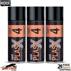 3X UPOL PLAST X 4 - FINE GRAIN FIN TEXTURED PAINT AEROSOL FOR TRIM - 400ML