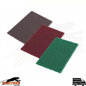 3 X STARCHEM SCOTCHBRITE ABRASIVE FINISHING PADS 1 OF EACH RED, GREY & GREEN