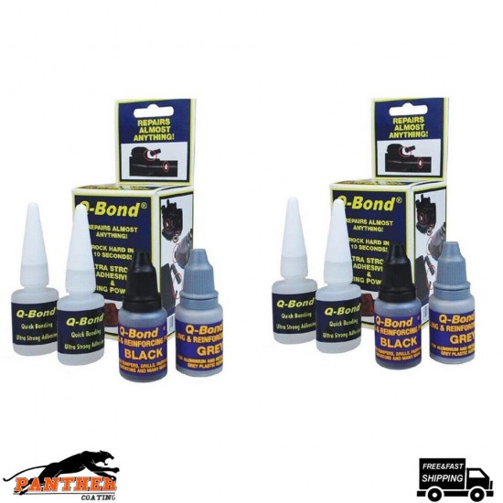 2 x Q-Bond Glue & Powder Repair Kit Super Strength Metal Glass Wood QB2
