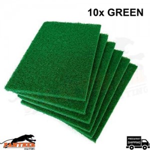 10 x Green Scotchbrite Scuff Scotch Finishing Preparation Hand Pads