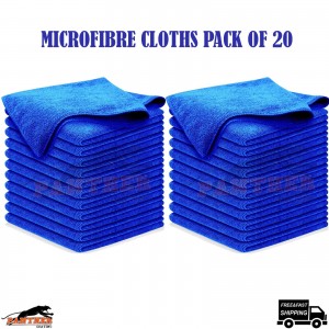 2x Microfiber Cloths Pack of 10 Large 40 x 40cm Dark Blue for Cleaning Polishing