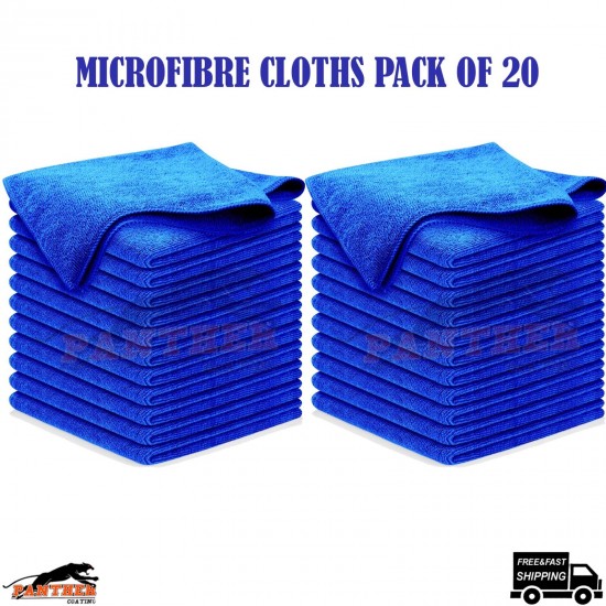 2x Microfiber Cloths Pack of 10 Large 40 x 40cm Dark Blue for Cleaning Polishing