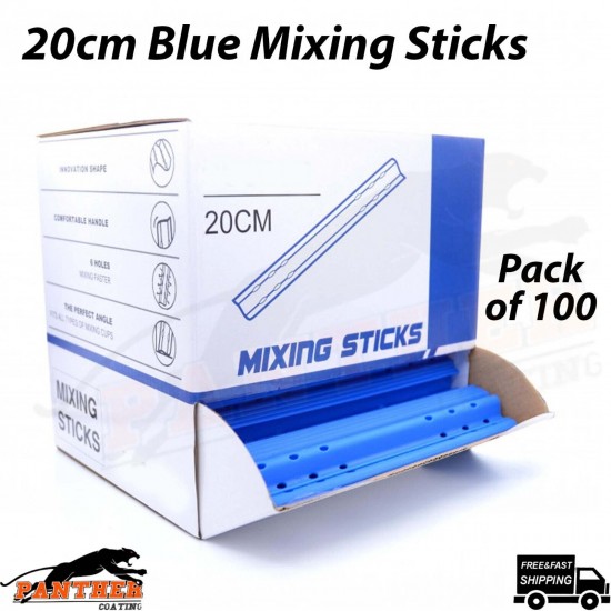 BLUE PLASTIC PAINT MIXING STICKS 20 CM PACKS OF 100