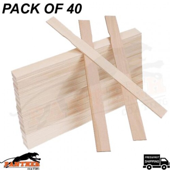 pack of 40 Wooden Paint Stir Sticks 300x25mm Plain Paint Paddles