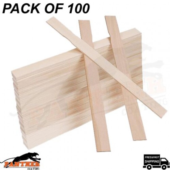 pack of 100 Wooden Paint Stir Sticks 300x25mm Plain Paint Paddles