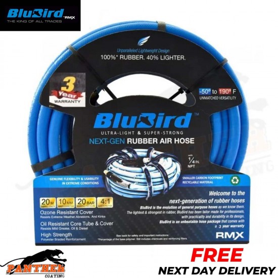 Air Hose BluBird 20 Meter Rubber Ultra Light Weight 10mm inner diameter 20bar