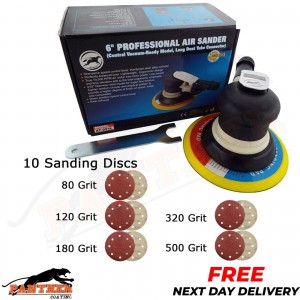 Palm Air Sander 6" Random Orbit plus 10 sanding discs assorted grits
