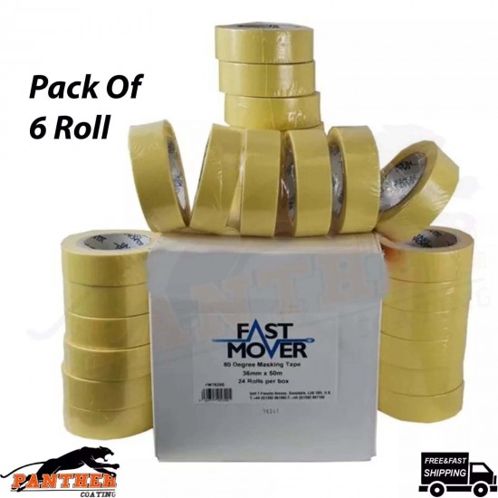 FAST MOVER FMT MASKING TAPE 80 DEGREES 36MM X 50MTRS 6 rolls