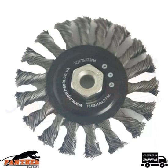 FAST MOVER TOOLS, (FMTZIPBLACK) ZIP WIRE BRUSH WHEEL, BLACK, 115MM M14 THREAD