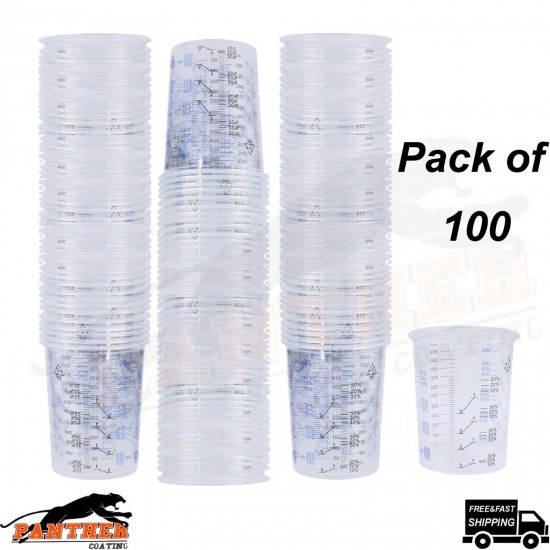 100x 600ml Plastic Paint Mixing cups Car Paint Plastic Mixing Cups 600ML