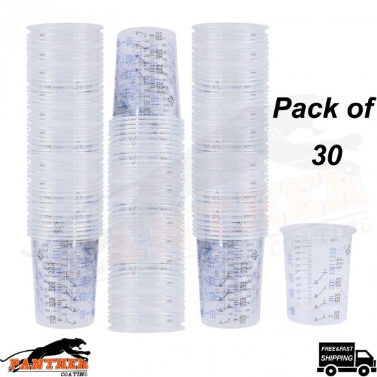 30x 600ml Plastic Paint Mixing cups Car Paint Plastic Mixing Cups 600ML