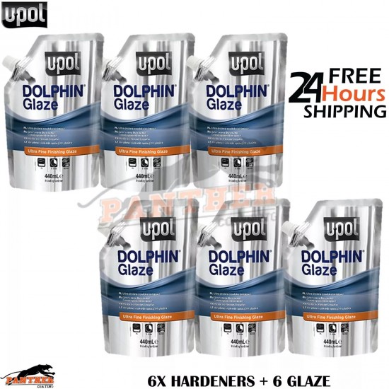 U-POL Dolphin Glaze 440ml (Pack of 6) | Fine Finishing Filler + BPO Hardener