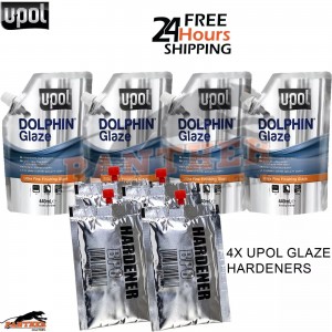 U-POL Dolphin Glaze 440ml (Pack of 4) | Fine Finishing Filler + BPO Hardener