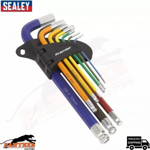 Sealey AK7190 Ball-End Hex Allen Key Set-9pc Colour-Coded Long Metric