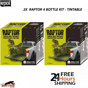 2 X UPOL 3.8L RAPTOR TRUCK BED LINER KITS * 7.6 LTR DEAL/8 BOTTLES - TINTABLE