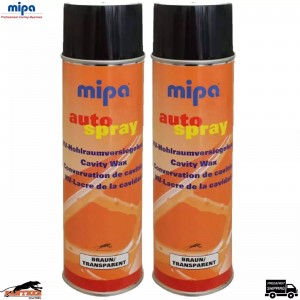 2X MIPA BROWN CAVITY WAX BODY PROTECTION SPRAY AEROSOL 500ML + EXTENSION NOZZLE
