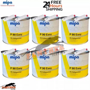 6X MIPA P90 EASY BODY FILLER 4KG - PE high build body filler including hardener
