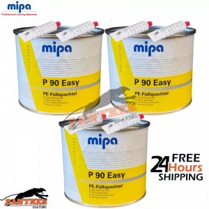 3X MIPA P90 EASY BODY FILLER 4KG - PE high build body filler including hardener