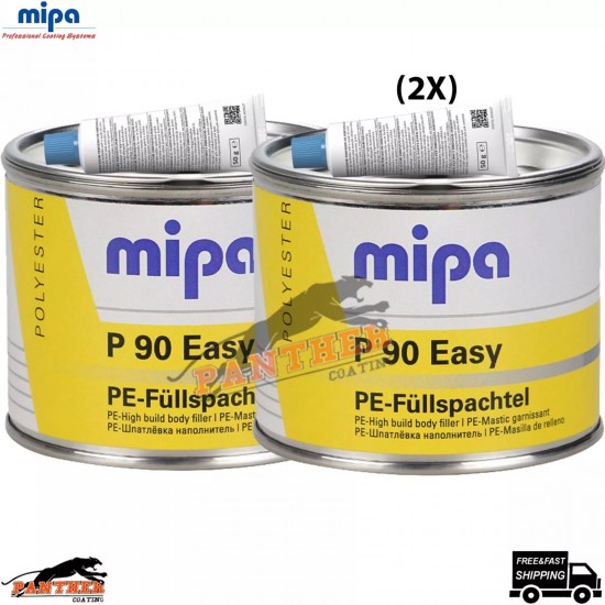 2X MIPA P90 Easy Body Filler Incl Hardener 250G Polyester High Build Putty