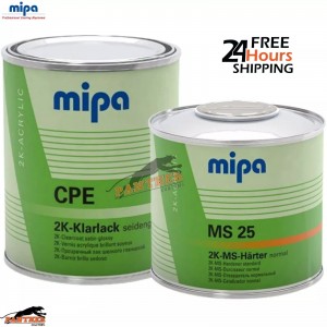 MIPA CPE 2K SATIN LACQUER CLEARCOAT 1L WITH MS25 500ML HARDENER 1.5LTR KIT