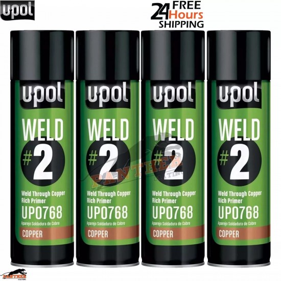 4 X UPOL WELD # 2 WELD THROUGH PRIMER COPPER U-POL AEROSOL 450ML