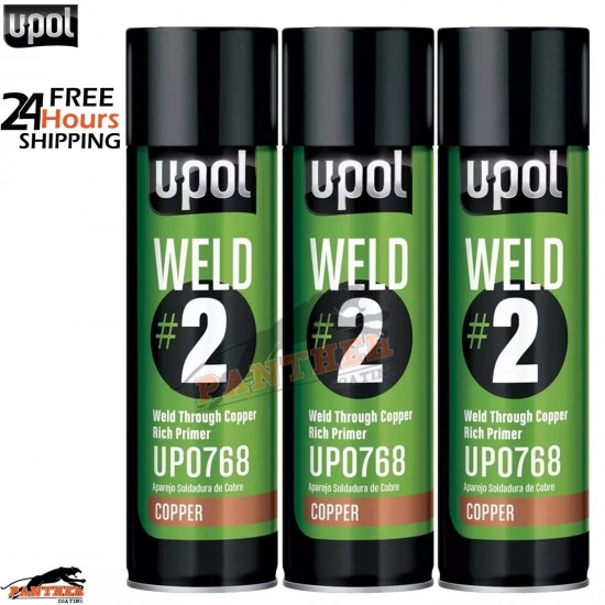 3X U-POL WELDC/AL WELD#2 Weld Through Primer COPPER Rich Aerosol - 450ML