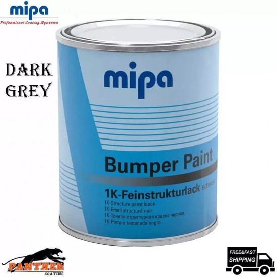 MIPA 1K Dark Grey Bumper Paint 1L Textured Coating Fast Drying Easy Application