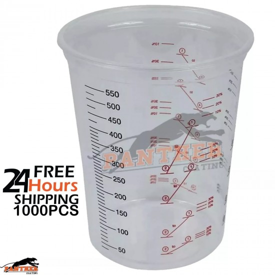 1000 x Starchem Paint Mixing Cups 600ml Plastic Graduated With Ratios 600cc