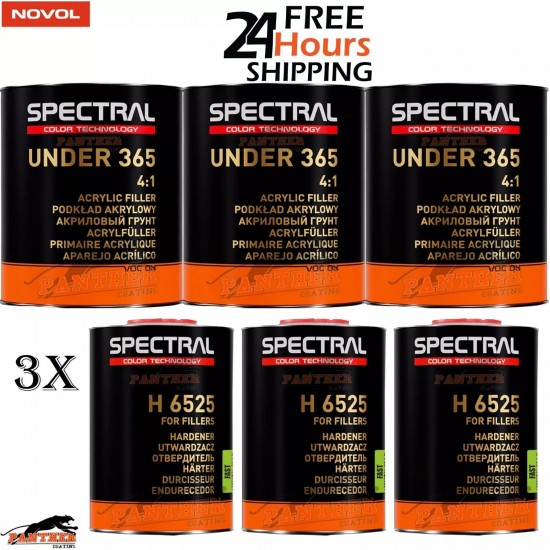 3x Novol Spectral 365 P1 White Primer 4:1 + H6525 Hardener 3.5L Kit