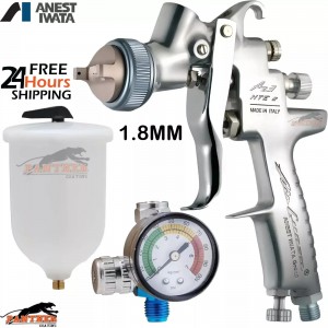 Anest Iwata AZ3 HTE 2 Gravity Feed Spray Gun 1.8mm Tip + Valve & DR5 Gauge