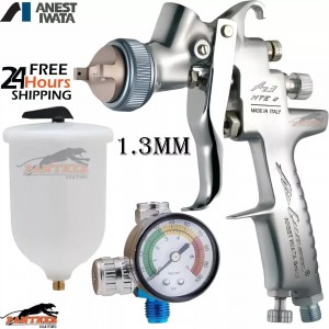 Anest Iwata AZ3 HTE 2 Gravity Feed Spray Gun 1.3mm Tip + Valve & DR5 Gauge