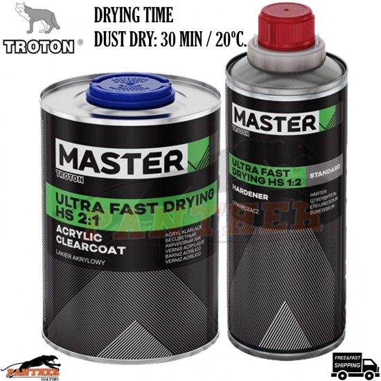 Master Troton Ultra Fast Drying HS 2:1 Acrylic Clearcoat + Hardener 750ml Kit