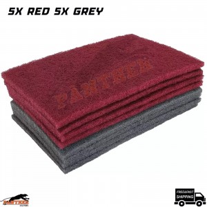 Abrasive Non-Woven Scotch Finishing Pad 5x Red VF & 5x Grey UF | Surface Prep