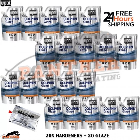 U-POL Dolphin Glaze 440ml (Pack of 20) | Fine Finishing Filler + BPO Hardener