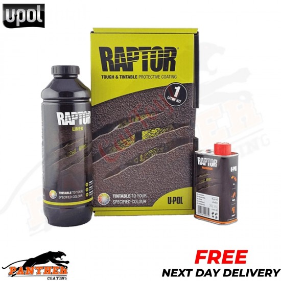 U-POL RAPTOR TINTABLE URETHENE COATING KIT 1 Litre 750ml - WITH 250ml Hardener