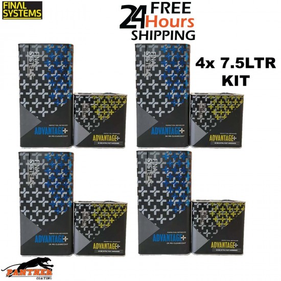 4x Final Systems Advantage+ 2K MS ClearCoat With Extra Fast Hardener 7.5LTR KIT