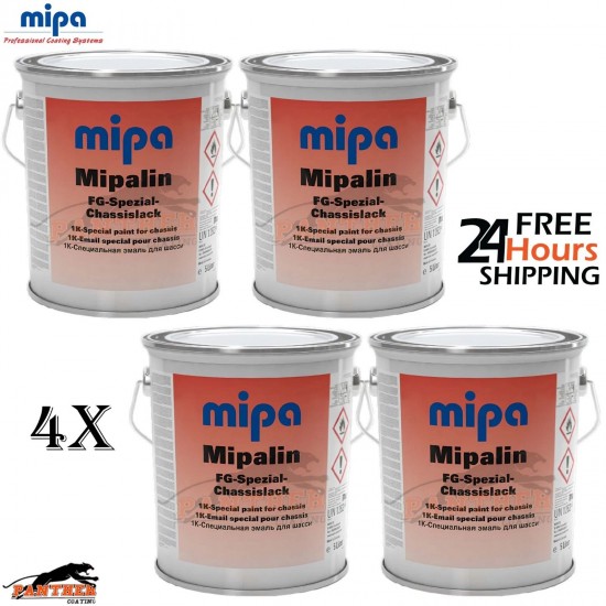 4x MIPA Mipaline 1K Chassis Paint Black RAL 9005 – 5L Durable Coating