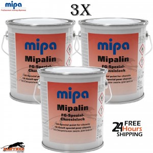 3x MIPA Mipaline 1K Chassis Paint Black RAL 9005 – 5L Durable Coating