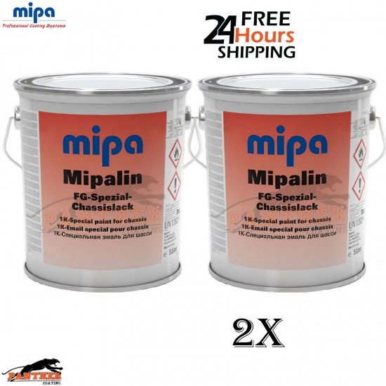 2x MIPA Mipaline 1K Chassis Paint Black RAL 9005 – 5L Durable Coating