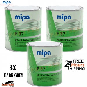 3x Mipa HS F37 2K Filler – 3L Dark Grey High Build Bodywork Primer