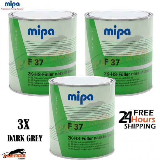 3x Mipa HS F37 2K Filler – 3L Dark Grey High Build Bodywork Primer