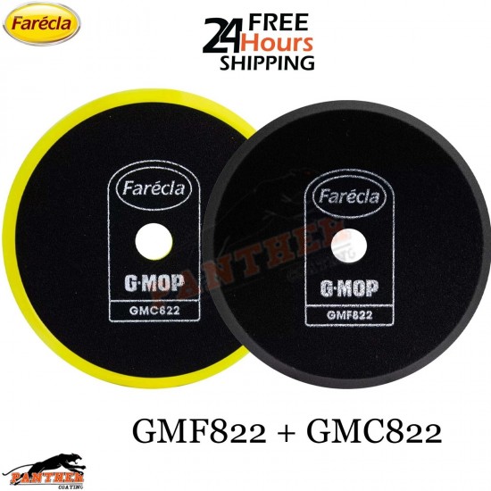 Farecla GMF822 Black + GMC822 Yellow G Mop Pads - 200 mm / 8 inch Polishing Pads