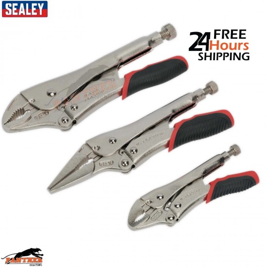 Sealey AK6863 3pc Quick Release Locking Plier Set - Heavy Duty Tools