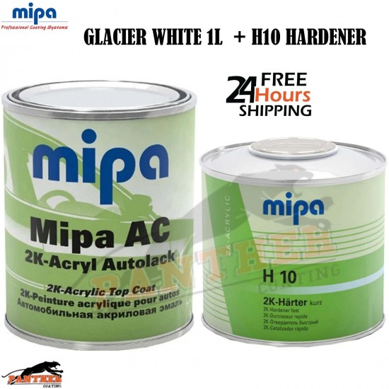 Mipa 2K Acrylic Paint – Glacier White 1L + Fast Hardener H10 500ml Set
