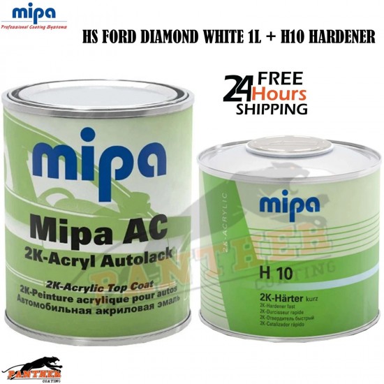 Mipa AC HS 2K Paint – Ford Diamond White 1L + H10 Hardener 1.5L Kit