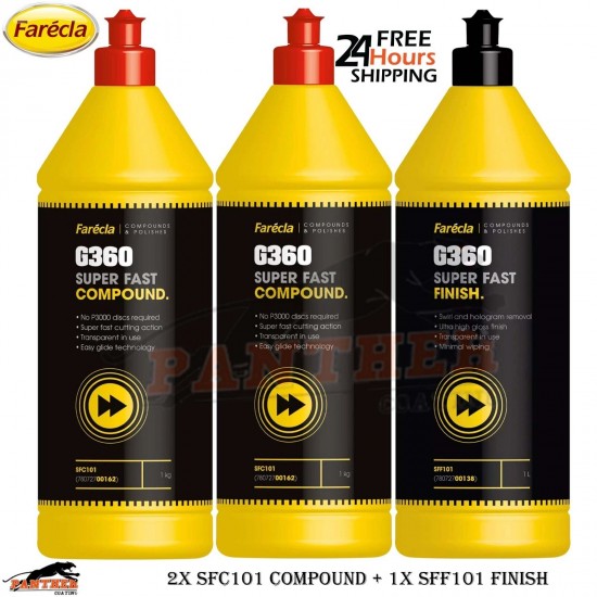 Farecla G360 Polish Set – 2x Compound SFC101 + Finish SFF101 (3 Bottles)