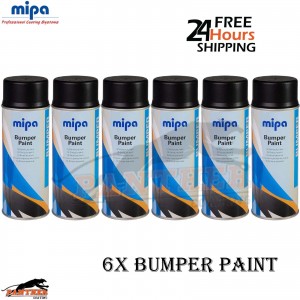 6x MIPA Plastic Topcoat Black 400ml – Bumper Aerosol Spray Paint