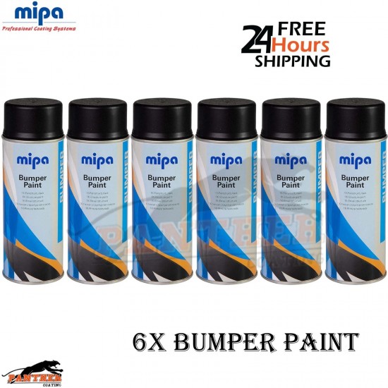 6x MIPA Plastic Topcoat Black 400ml – Bumper Aerosol Spray Paint