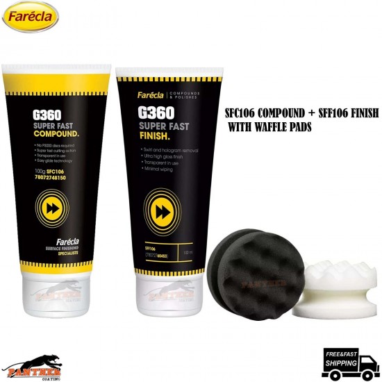 Farecla G360 Detailing Set – 2x 100ml (SFC106 + SFF106) + Waffle Pads